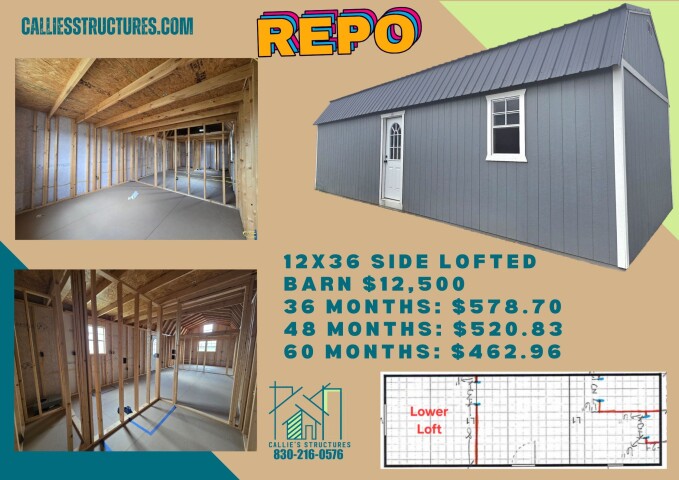 Side Lofted Barn - 12x36